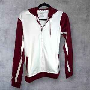 Asics Sporty Red and White Zip Up Jacket